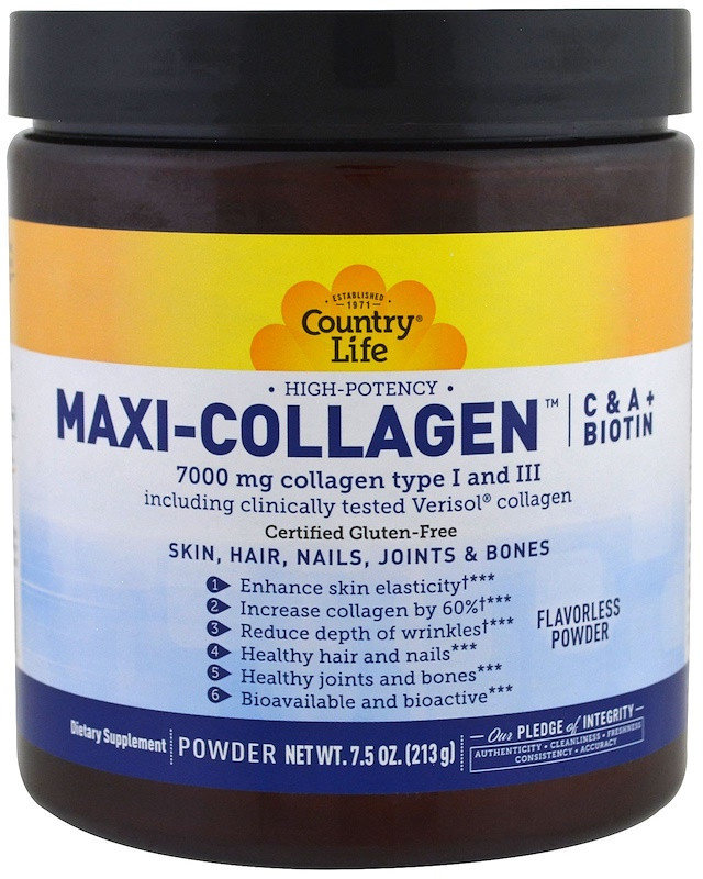 Акція на Country Life Country Life Maxi-Collagen C & A plus Biotin High Potency Flavorless Powder 7.5 oz (213 g) Коллаген макси с витамином А и С плюс биотин від Stylus