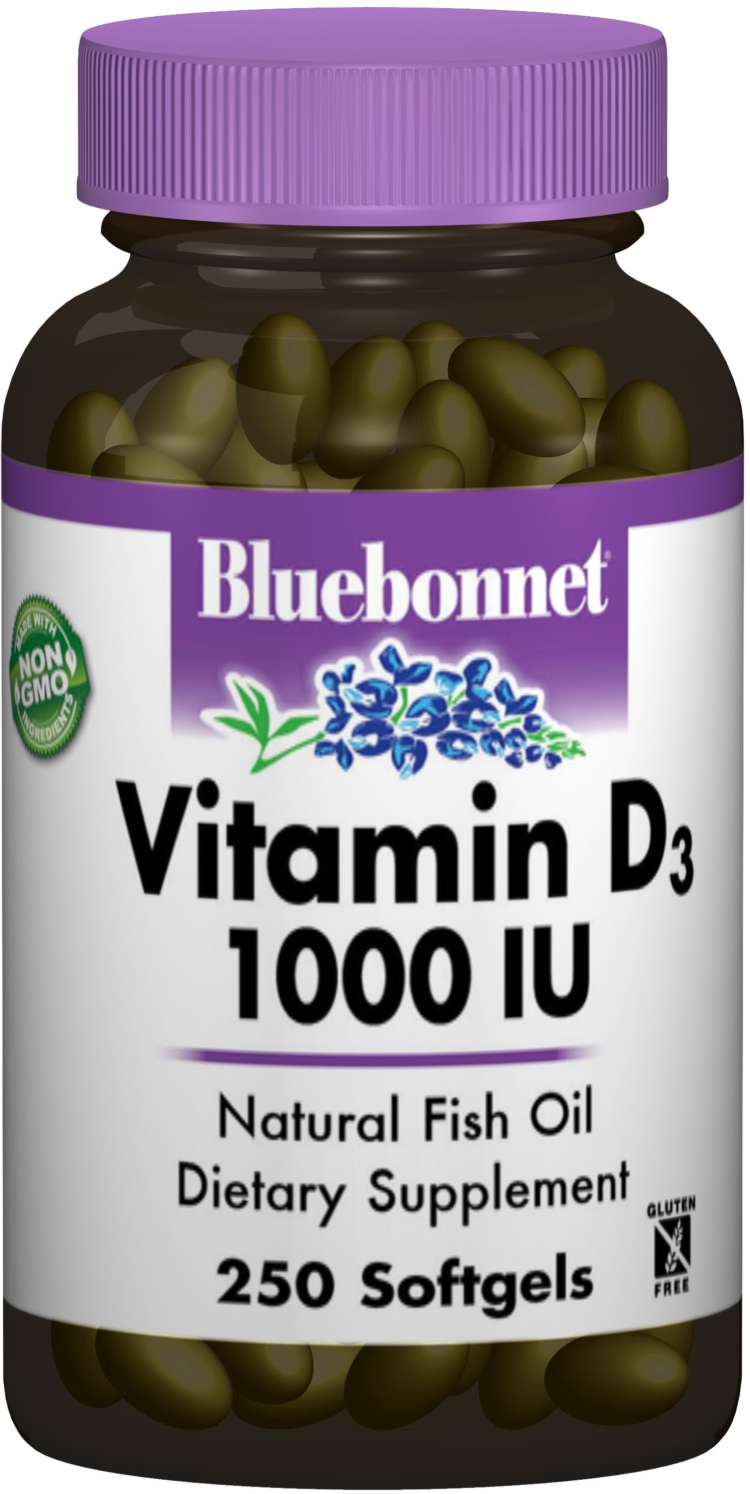 

Bluebonnet Nutrition Vitamin D3, 1000 IU, 250 Softgels (BLB0309)