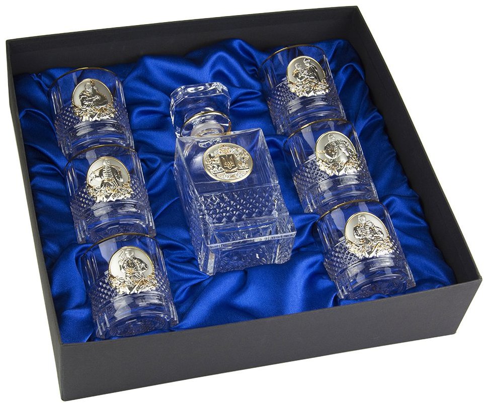 Акція на Набор для виски Boss Crystal Гербовый с казаками 7 предметов серебро, золото, хрусталь (B7KOZ1GG) від Stylus
