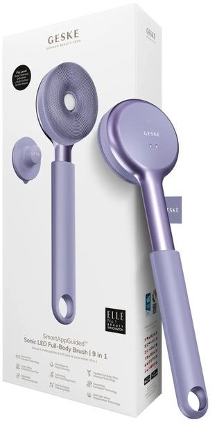 Акція на Звуковая светодиодная щетка для всего тела Geske Sonic Led Full-Body Brush&Intensive Exfoliator 9в1 purple від Stylus