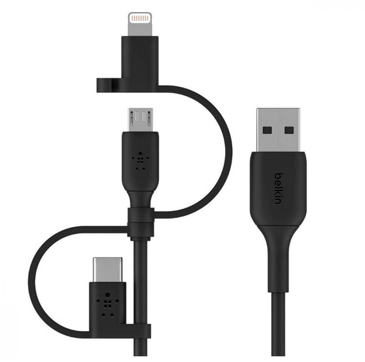 Акція на Belkin Usb Cable to Micro USB/Lightning/Type-C Boost Charge 1м Black (CAC001bt1MBK) від Stylus