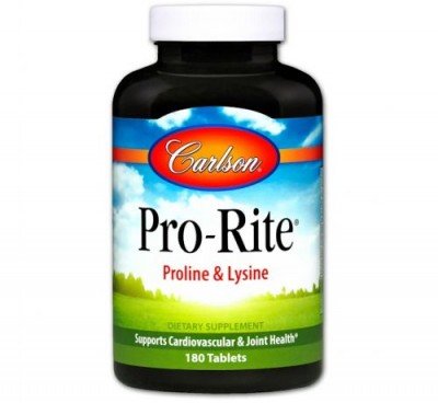 

Carlson Labs Pro-Rite Free-Form L-Proline & L-Lysine 180 Tabs L- пролин L- лизин