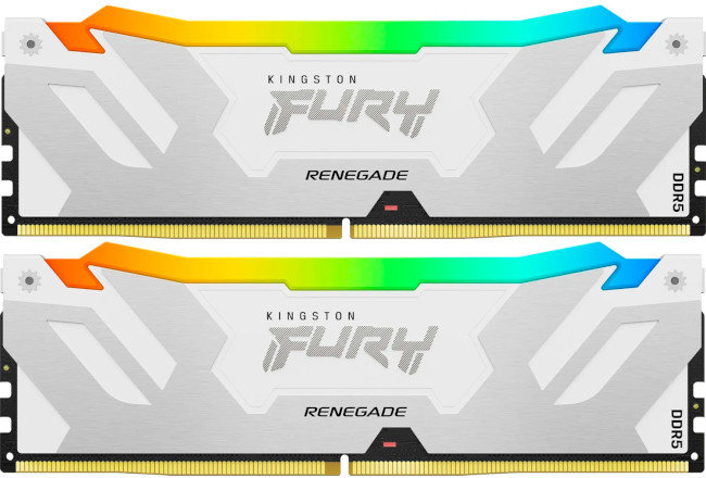 Акція на Kingston Fury 32 Gb (2x16GB) DDR5 7600 MHz Renegade Silver/White Rgb (KF576C38RWAK2-32) від Stylus