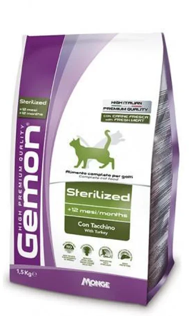 

Сухой корм Gemon Сat Sterilized c индейкой для стерилизованных кошек 1.5 кг (8009470297172)