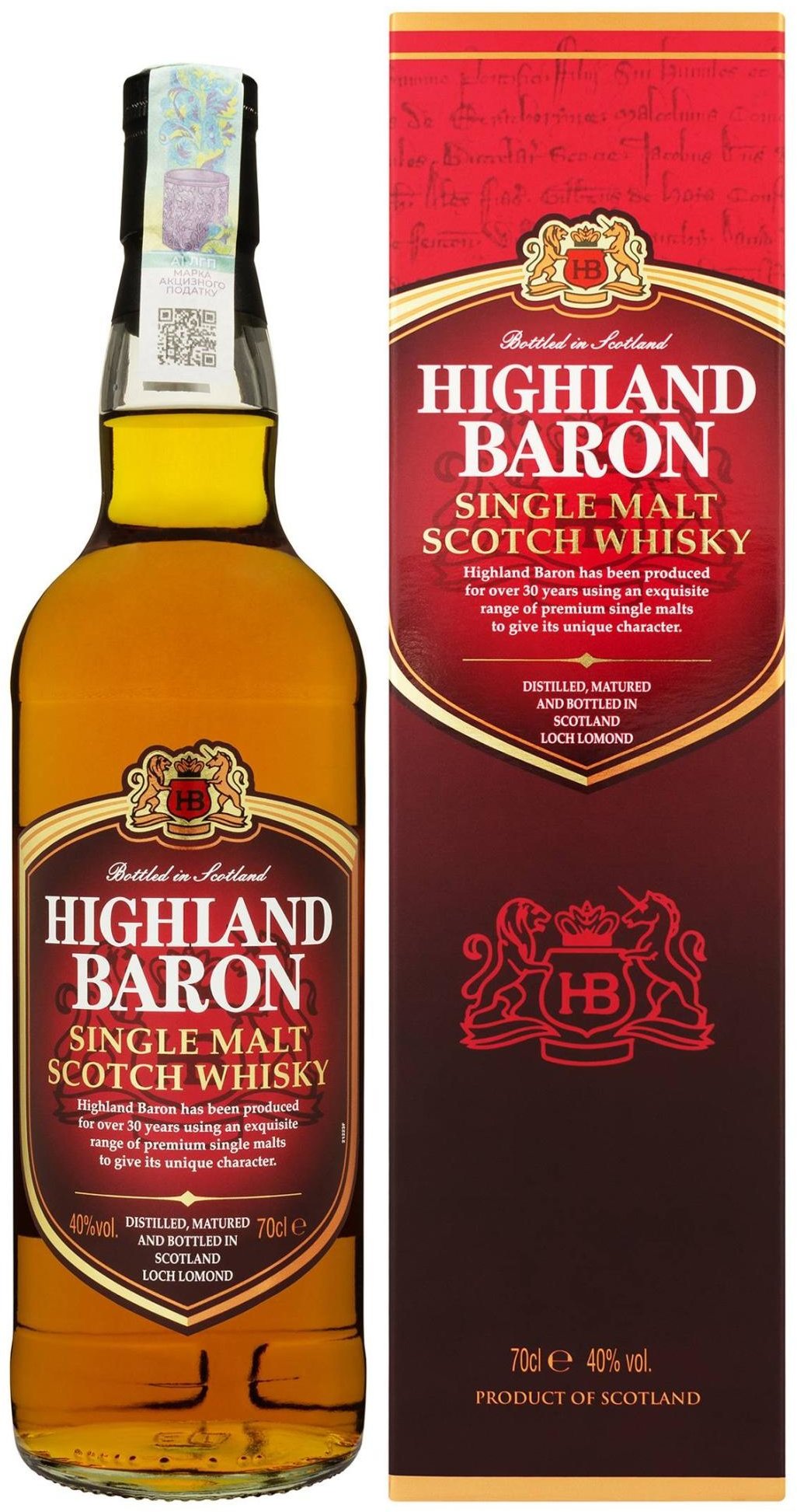 Акція на Виски Highland Baron Single Malt Scotch 40% 0.7 л в коробке (FSH_5016840212218) від Stylus