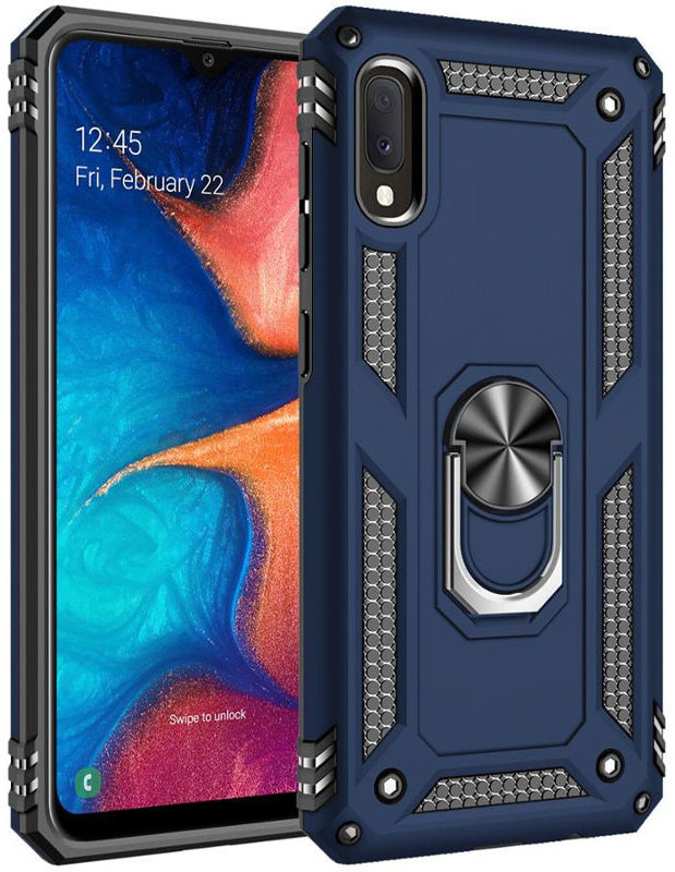 

Mobile Case Shockproof Serge Magnetic Ring Navy Blue for Samsung A022 Galaxy A02