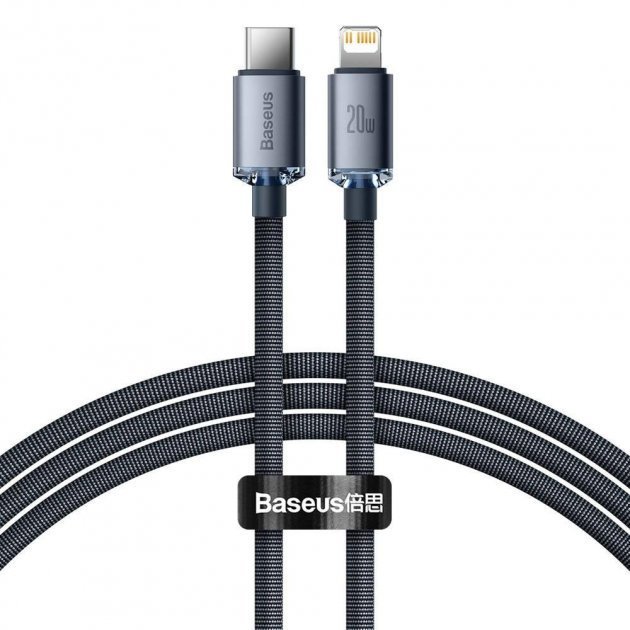 Акція на Baseus Cable USB-C to Lightning Crystal Shine 20W 1.2m Black (CAJY000201) від Stylus