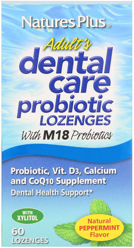 

Nature's Plus, Adult's Dental Care Probiotic, Natural Peppermint Flavor, 60 Lozenges (NAP-04383)