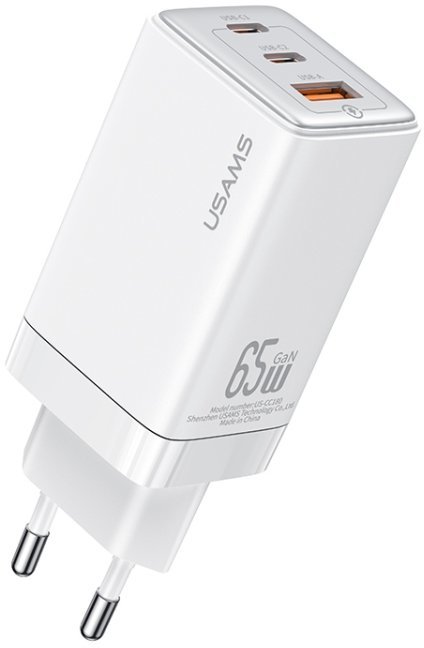 Акція на Usams Wall Charger USB+2xUSB-C 65W White (US-CC180) від Stylus