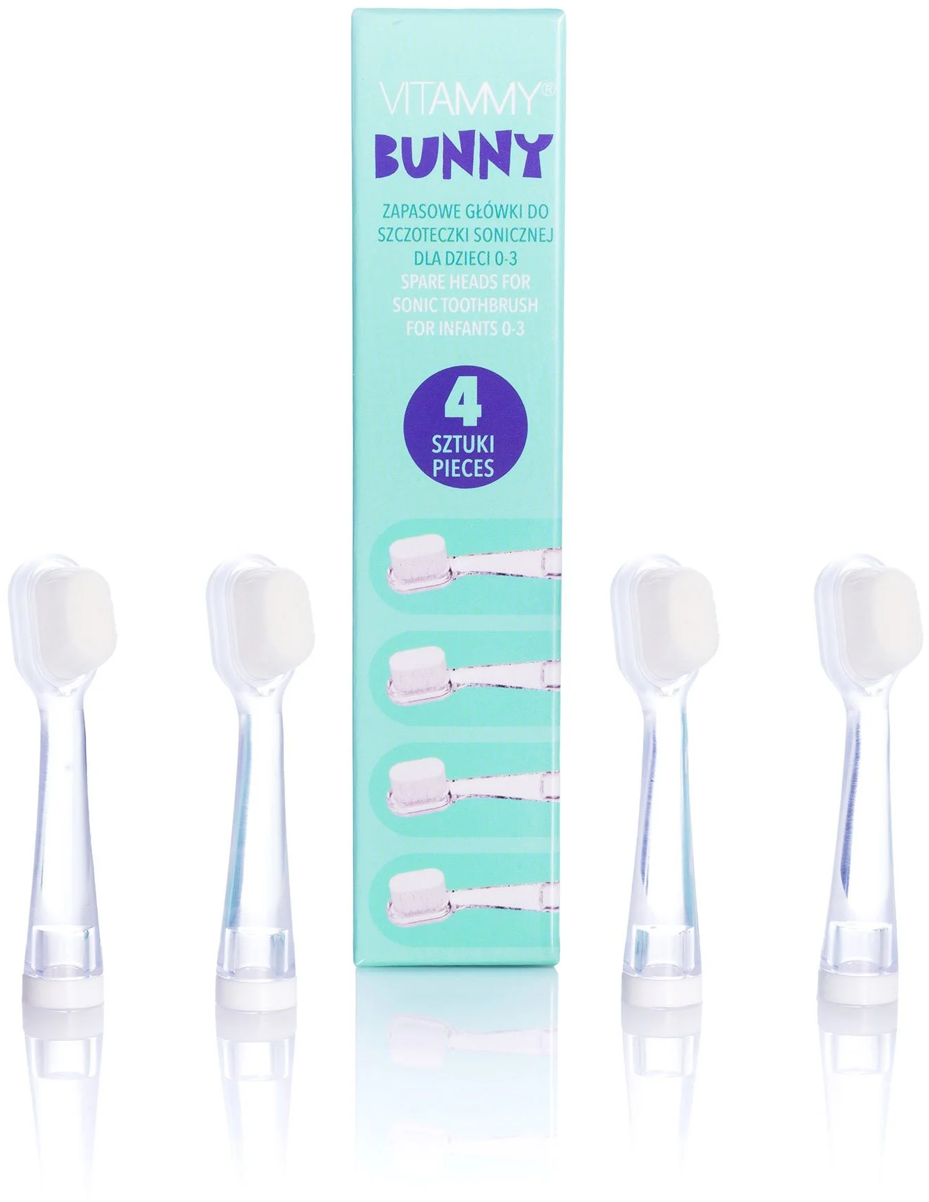 Акція на Головки для звуковой зубной щетки 0-3 года Vitammy Bunny, 4 шт від Stylus