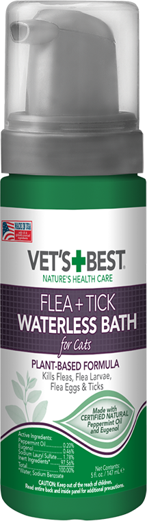 Акція на Миюча піна VET`S Best Flea&Tick Waterless Bath For Cats від бліх, кліщів та москітів для кішок 147 мл (vb10521) від Y.UA