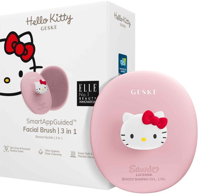 Акція на Щетка для лица Geske Facial Brush 3 в 1 Hello Kitty Pink с держателем (HK000052PI01) від Stylus