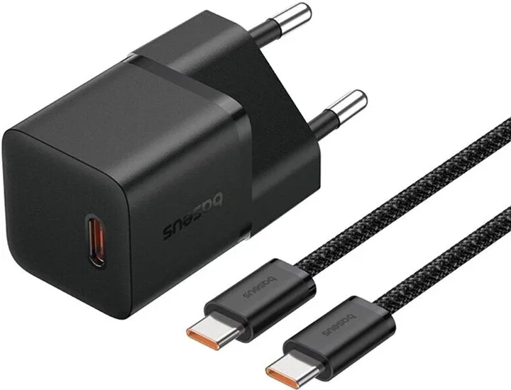 Акція на Baseus USB-C Wall Charger GaN5 mini 1C 20W with USB-C Cable Black (P10110900113-00) від Stylus