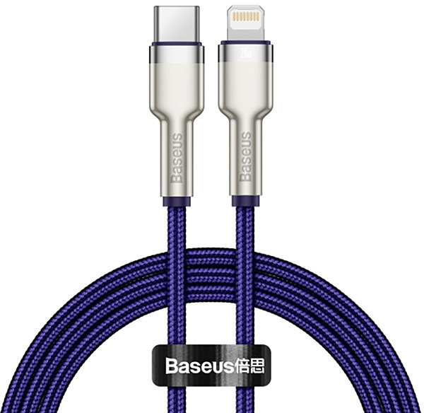 Акция на Baseus Cable USB-C to Lightning Pd Cafule Metal 20W 2m Purple (CATLJK-B05) от Stylus