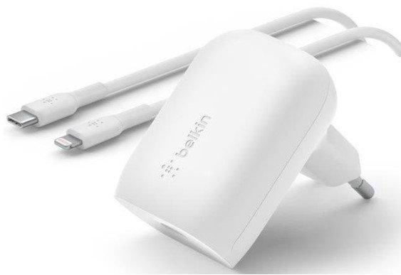 Акція на Belkin USB-C Wall Charger Home 30W Pd Pps White with Lightning Cable від Stylus