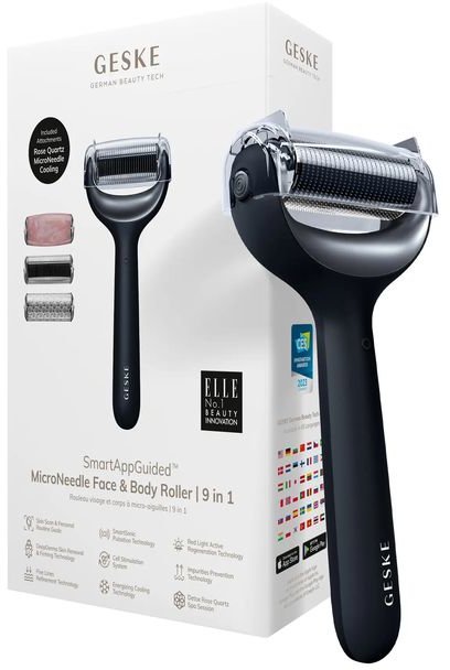 Акція на Роллер для игловой мезотерапии лица и тела Geske MicroNeedle Face&Body Roller 9в1 black від Stylus