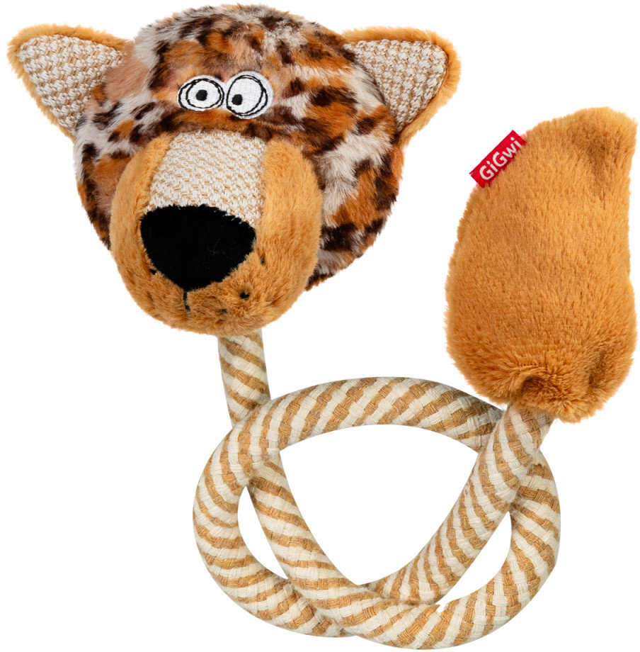 Акція на Игрушка для собак GiGwi Eco Friendz Леопард с пищалкой и веревкой переработанный текстиль L 76 см (2242) від Stylus