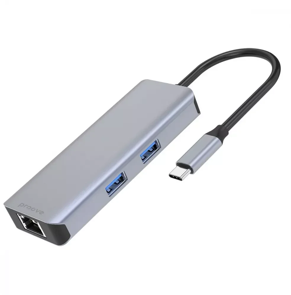 Акція на Proove Adapter Iron Link USB-C to 2xUSB3.0+SD+TF+RJ45+HDMI Silver (HBI700010004) від Stylus