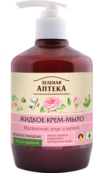 

Зеленая Аптека жидкое мыло для рук мускатная роза и хлопок 460 ml