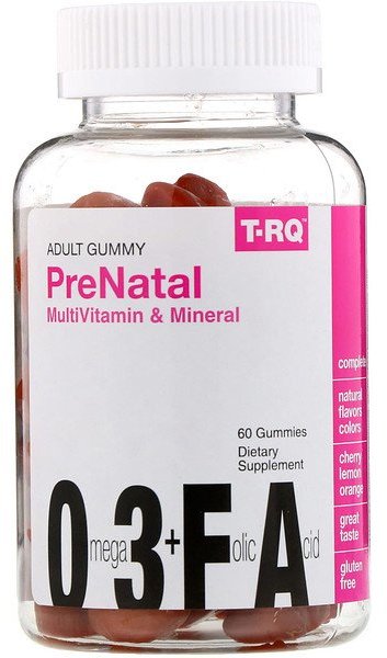 

T-RQ Prenatal multivitamin & mineral Мультивитамины и минералы для беременных со вкусом вишни, лимона, апельсина 60 жевательных конфет