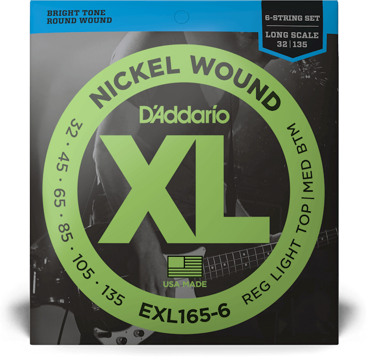 

Набор струн D'addario EXL165-6 Xl Nickel Wound Bass Regular Light Top / Medium Bottom 6-String (32-135)