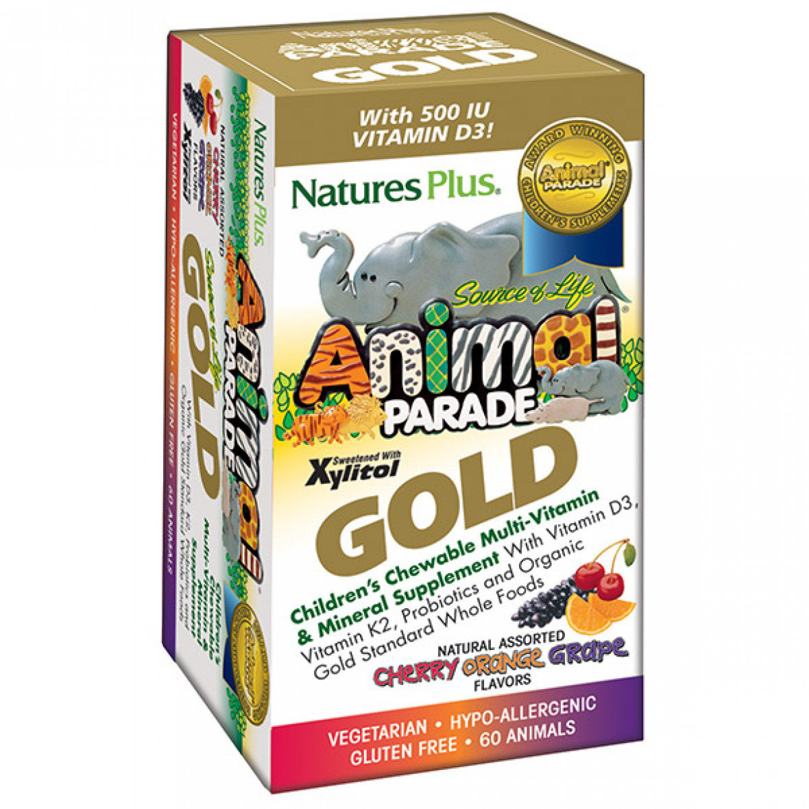 

Natures Plus Animal Parade Gold 60 chewables Мультівітаміни для дітей, смак асорті