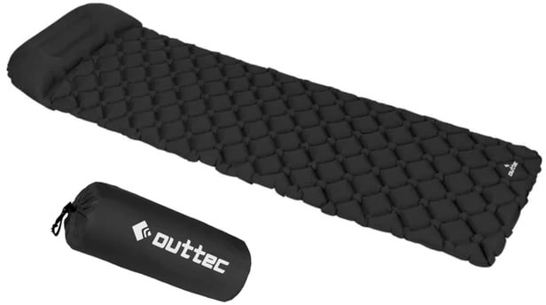 Акція на Надувной коврик Outtec с подушкой соты черный 195х55х5 см (5907766665724) від Stylus