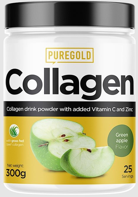 Акція на Pure Gold Protein Collagen Коллаген со вкусом зеленое яблоко 300 грамм від Stylus