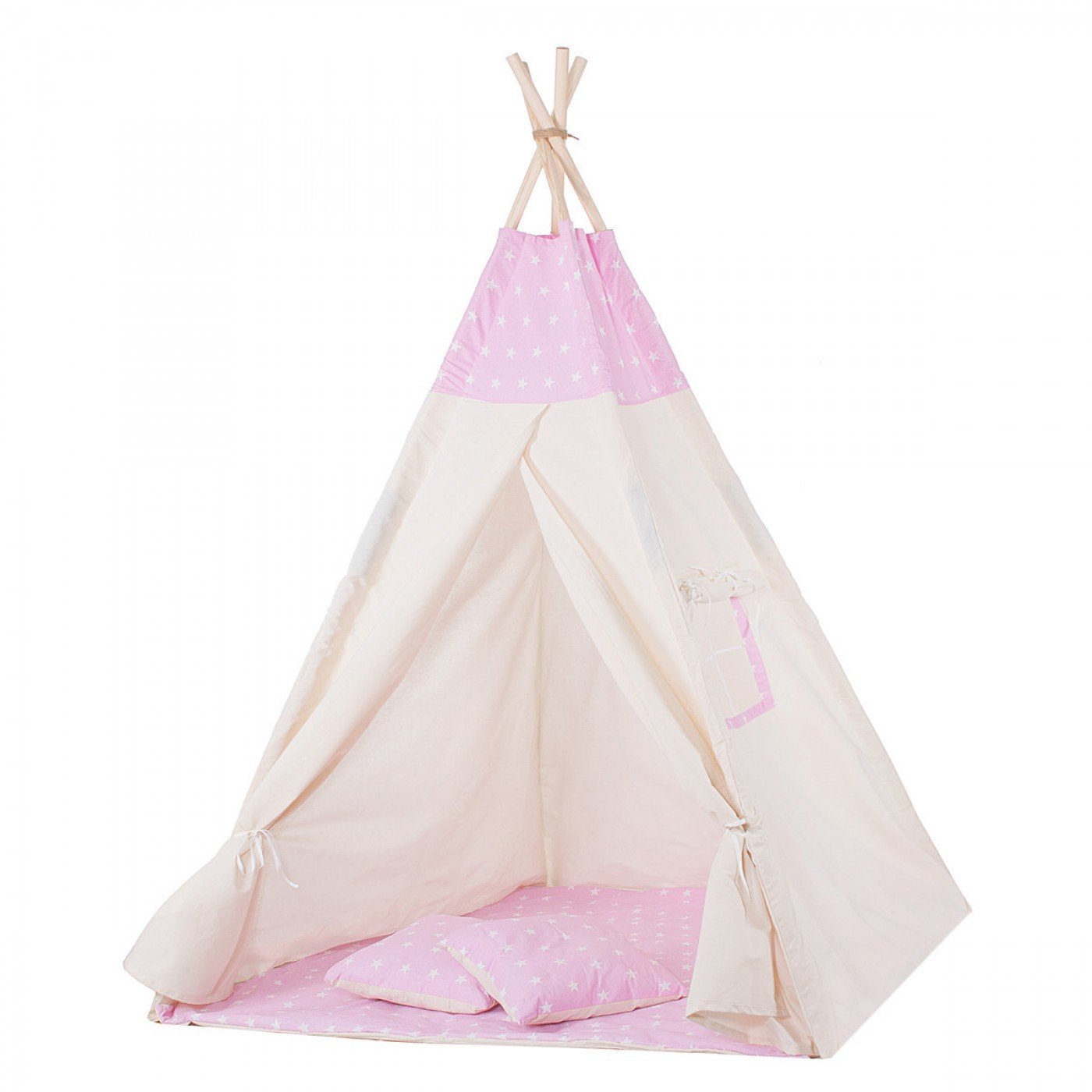 

Детская палатка Springos Tipi Xxl вигвам бело-розовая (TIP12)