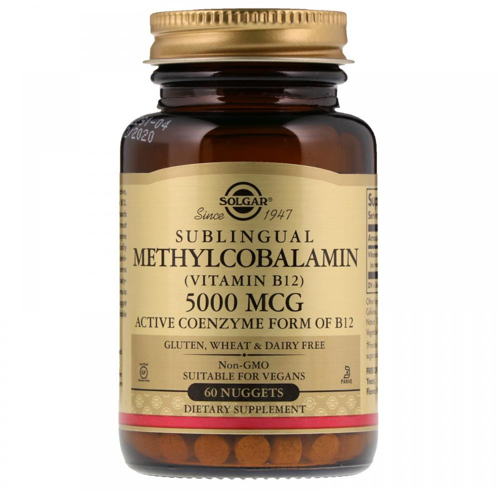 

Solgar Sublingual Methylcobalamin (Vitamin B12) 5000 mcg 60 Nuggets