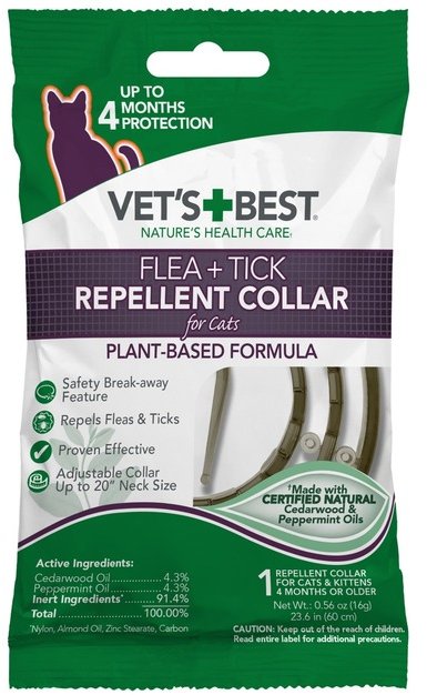 Акція на Нашийник Vetʼs Best Flea & Tick Repellent Collar For Cats від бліх та кліщів для котів 60 см (vb10812) від Y.UA