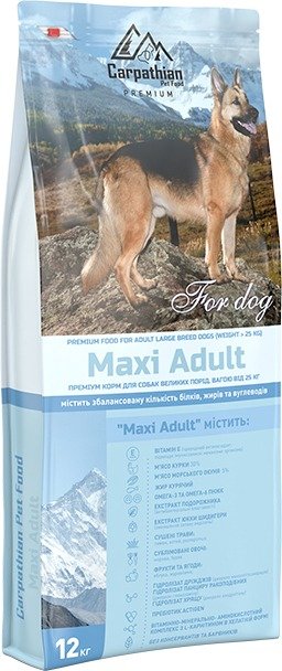Акція на Сухой корм Carpathian Pet Food Maxi Adult для взрослых собак крупных пород 12 кг (4820111140701) від Stylus