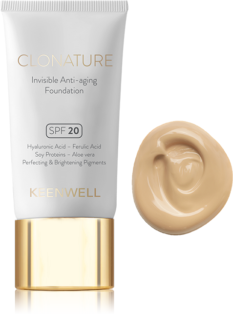 Акція на Keenwell Clonature Invisible Ati-Aging Foundation Spf 20 №03 Clonature Омолаживающий тональный флюид 30 ml від Stylus