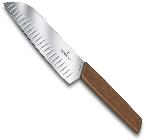 Акція на Кухонный нож Victorinox Swiss Modern Santoku 17 см Brown (69050.17KG) від Y.UA