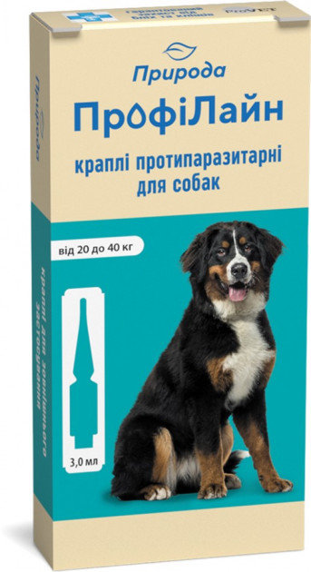 

Капли на холку Профилайн для собак от блох 20 кг-40 кг 1уп. 4 пипетки 3,0 мл инсектоакарицид (PR241270)