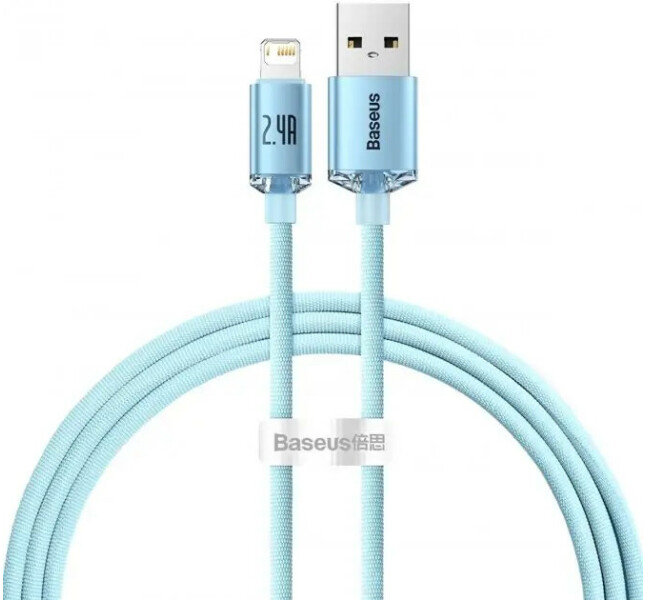 Акція на Baseus Usb Cable to Lightning Crystal Shine Series 2.4A 1.2m Sky Blue (CAJY001103) від Stylus