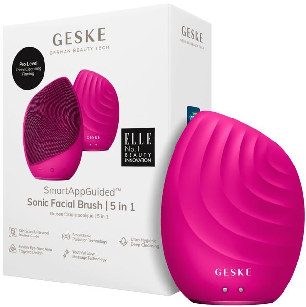 Акція на Звуковая щетка для лица Geske Sonic Facial Brush 5 в 1 Magenta (GK000010MG01) від Stylus