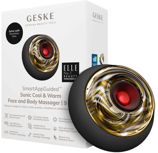 Акція на Звуковой массажер для лица и тела Geske Sonic Cool & Warm Face and Body Massager 9 в 1 Gray (GK000699GY01) від Stylus