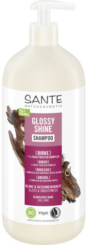 Акція на Sante Glossy Shine Shampoo БИО Шампунь для блеска волос с Протеиновым комплексом и Березовыми листьями 950 ml від Stylus