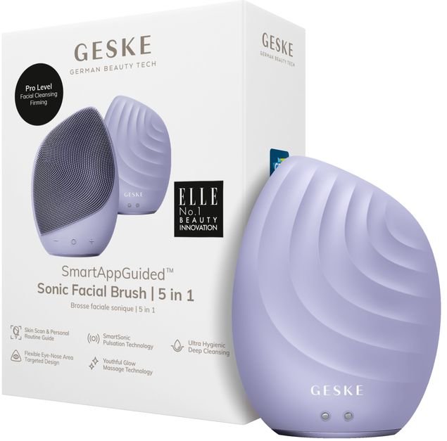 Акція на Звуковая щетка для лица Geske Sonic Facial Brush 5 в 1 Purple (GK000010PL01) від Stylus