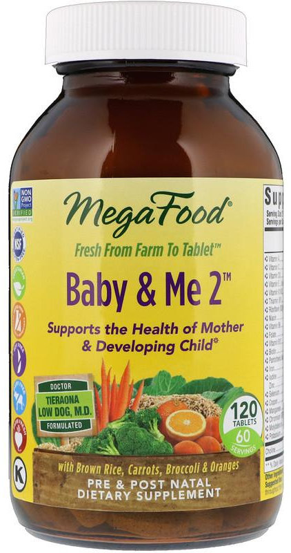 

MegaFood Baby & Me 2 120 Tabs Вітаміни та мінерали для вагітних 2