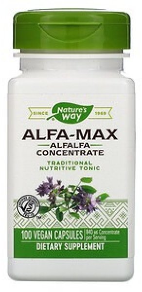 Акція на Nature's Way Alfa-Max Concentrate 525 mg Альфальфа Макс Люцерна 100 веганских капсул від Stylus