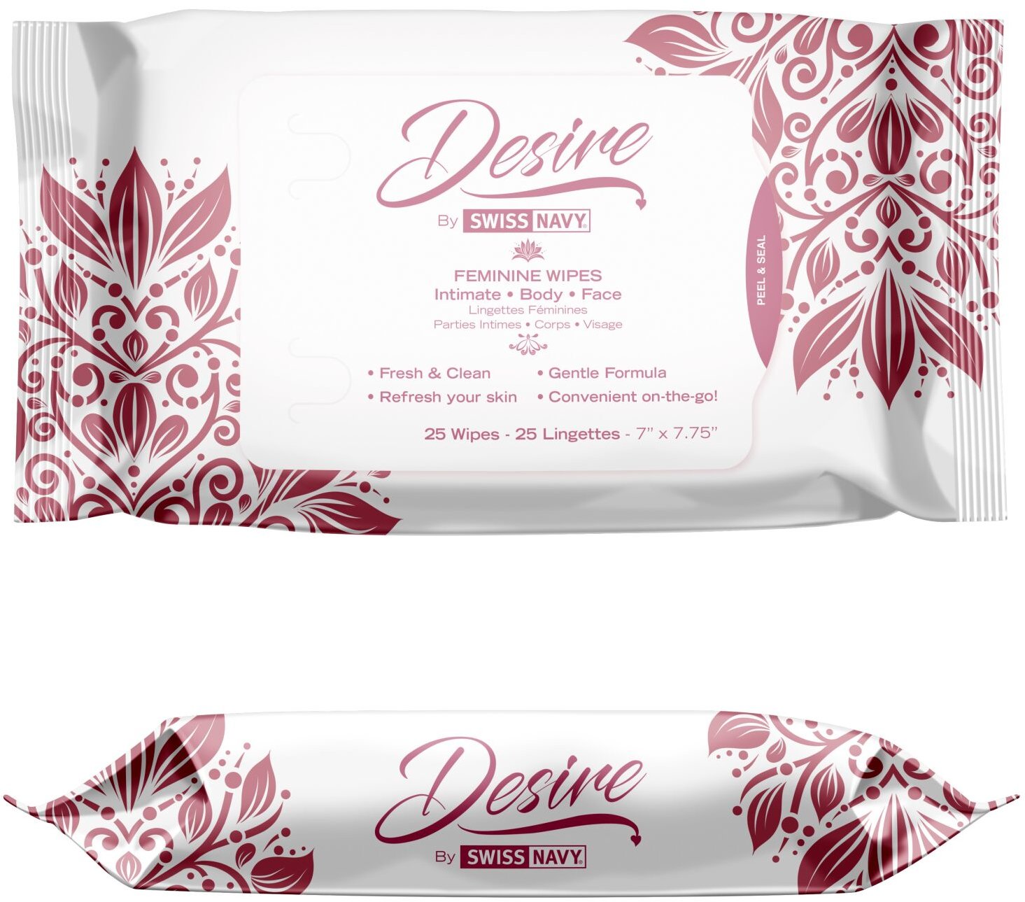 

Женские очищающие салфетки для тела и лица Desire by Swiss Navy Feminine Wipes 25 шт