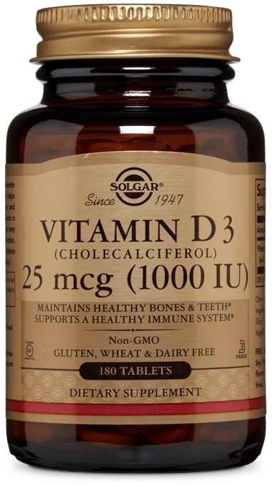 

Solgar Vitamin D3 (Cholecalciferol) тисячі Iu 180 Tabs Вітамін D3