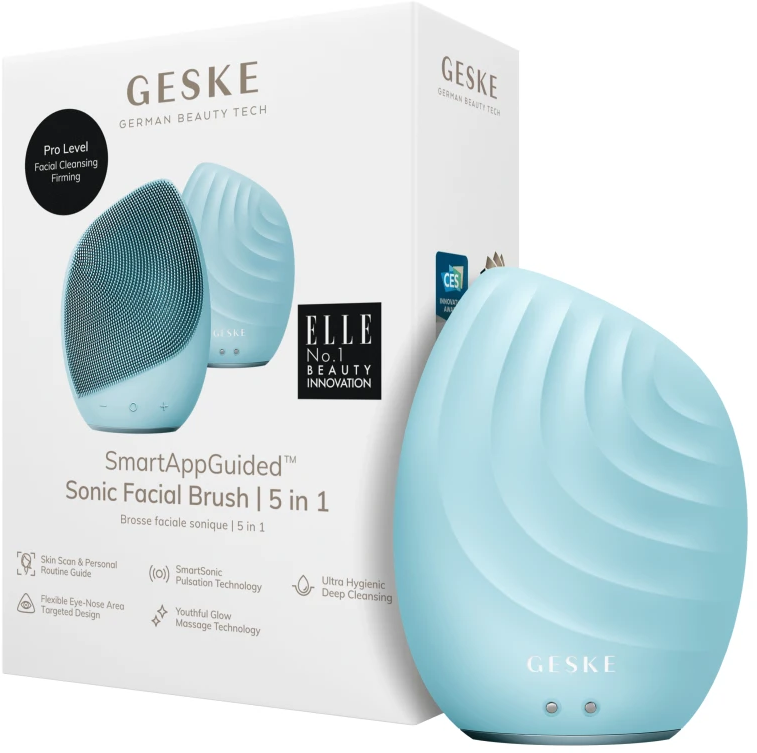 Акція на Электронная ультразвуковая щетка для лица Geske Sonic Facial Brush 5в1 turtoise від Stylus