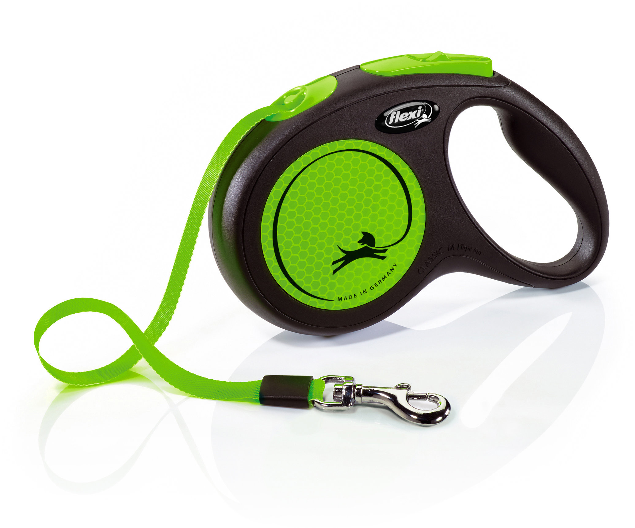 Акція на Поводок-рулетка для собак Flexi New Neon M лента 5 м до 25 кг зеленый (31902) від Stylus
