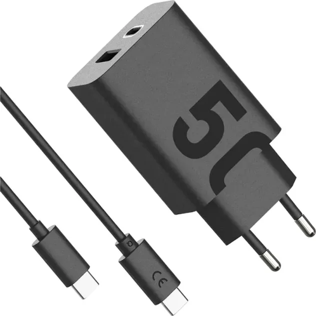 Акція на Motorola Wall Charger USB-C+USB 50W with USB-C Cable Black (SJMC502) від Stylus