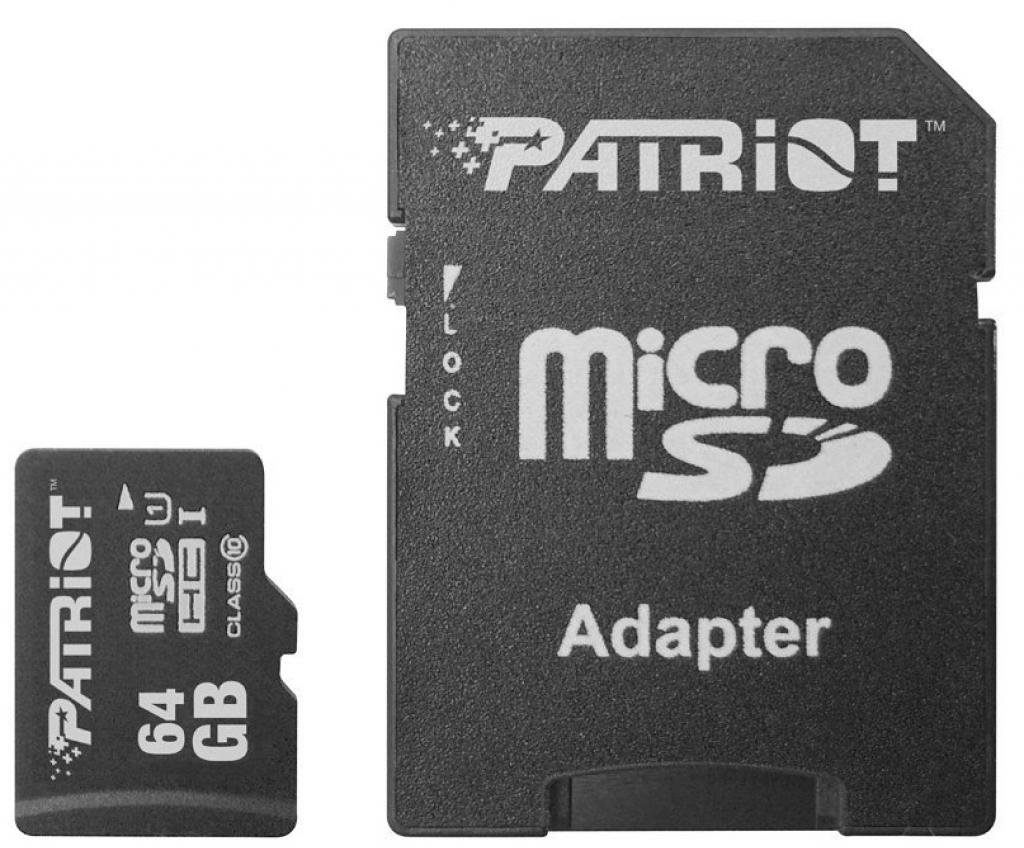 

Patriot 64GB microSDHC Сlass 10 UHS-I U1 + adapter (PSF64GMCSDXC10)