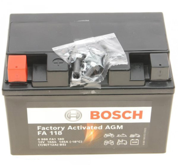 Акція на Мотоциклетный аккумулятор 12В Bosch 6СТ-10 Аз (0 986 FA1 180) від Stylus