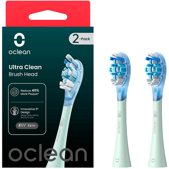 Акція на Насадка для щетки Oclean UC01 G02 Ultra Clean Brush Head Green (2 шт) (6970810553512) від Stylus